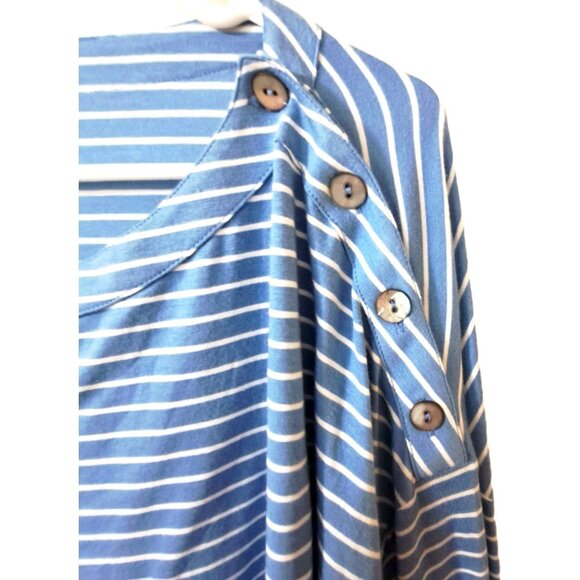 J.Jill Women's 2X Blue Striped 3/4 Sleeve Button Shoulder Sample Top - Picture 5 of 11